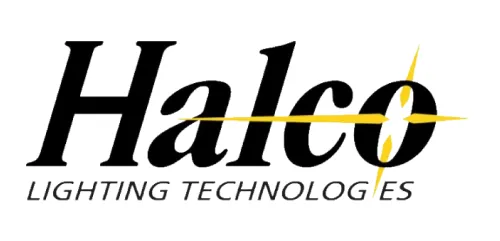 Halco Lighting Technologies logo with a yellow starburst crossing the letter "o".